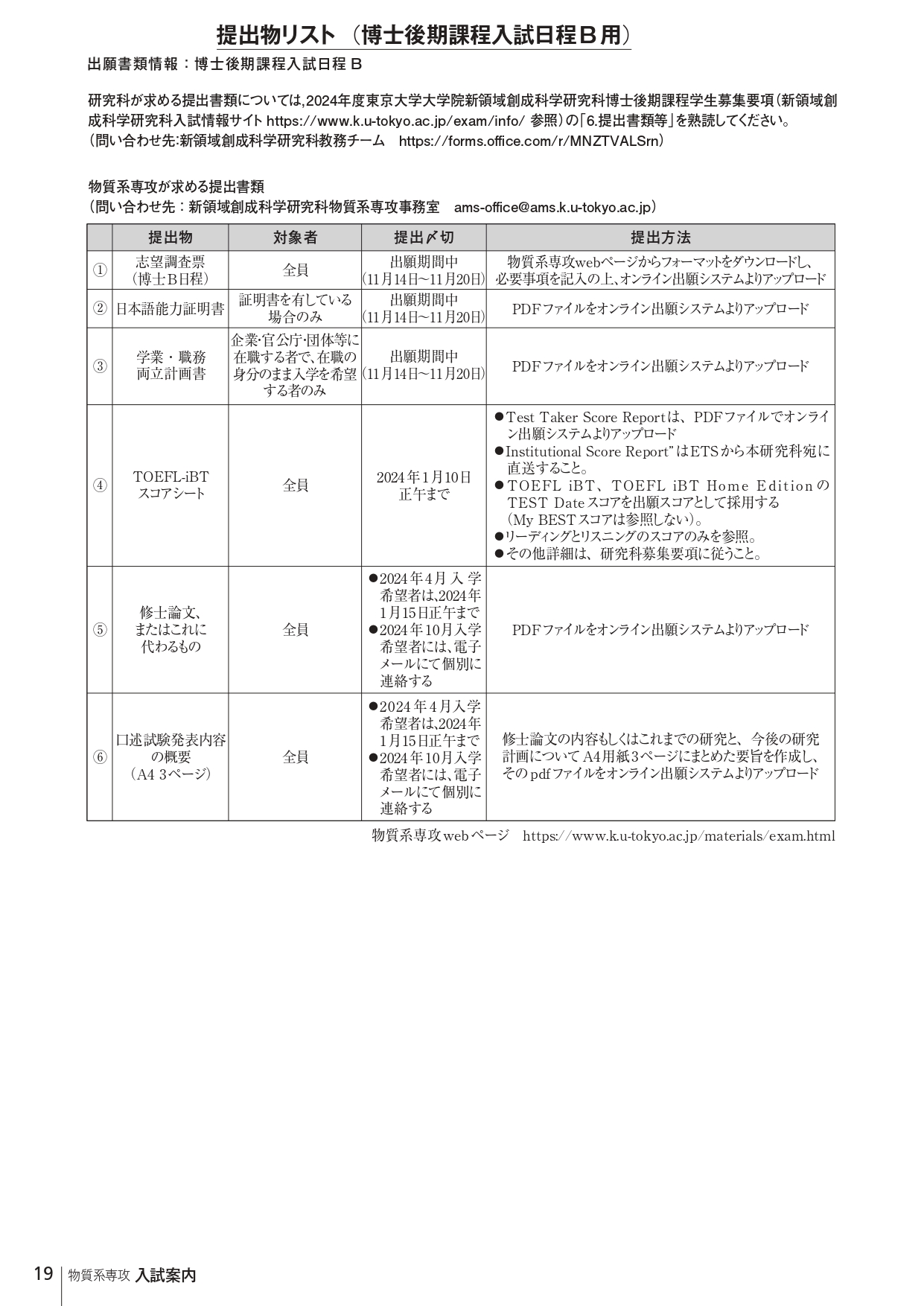 東京大学新領域創成科学研究科基盤系物質系専攻| Exam :: Advanced